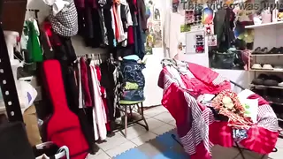 Curvy BBW Stepmom Strips to Lingerie While Tidying