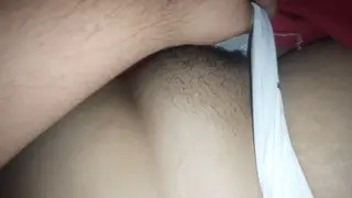 Older Man Massages His Curvy Wife's Hairy Mound