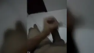 Guy Strokes Himself to Release in Bathroom
