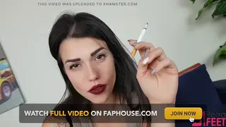 European Brunette Smokes Cigar in Solo Face Fetish Clip