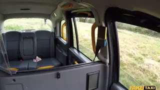 Busty Brunette Rides Driver in Backseat POV