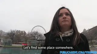 Brunette Stranger Takes Cash for a Public POV Blowjob