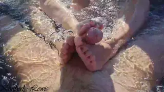 Stepsister Shares Outdoor Tub for Foot-Focused Threesome