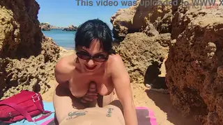 Blowjob by the Ocean Ends with Cum in Mouth