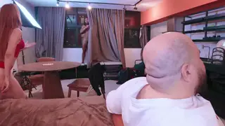 Redhead Latina Rides Bull While Cuckold Husband Watches