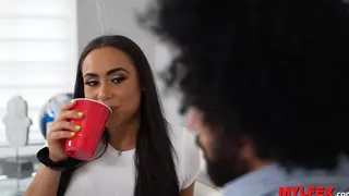 Curvy MILF Takes First Anal from Stranger on Living Room Couch