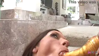 Asian Brunettes Share Toys and Strapon in Lesbian Session
