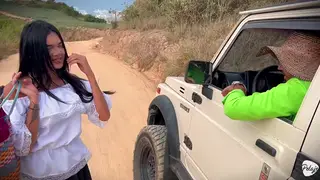 Latina Employee Services Her Boss in the Company Car