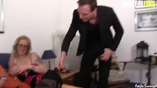 Two Busty MILFs Share Husband in Cuckold Threesome
