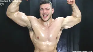 Oiled Muscle Stud Jerks Off to Explosive Cumshot