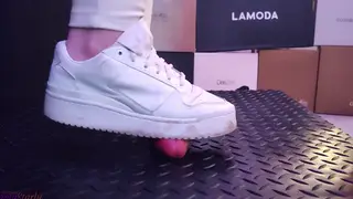 European Femdom Crushes Cock in Leather Boots POV