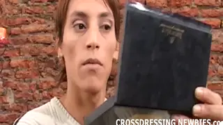 Latino Crossdresser in Lingerie Takes Charge with Oral