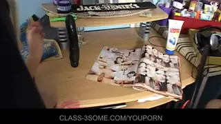 Blonde First-Timer Takes Two Cocks in a Threesome Blowjob Finale