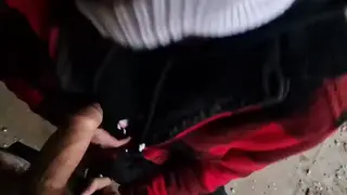 Public Factory Threesome Ends with Cum Swallowing