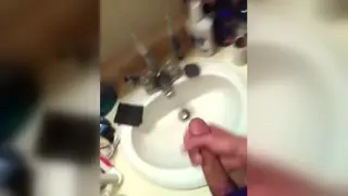 European Solo Strokes to Cumshot in Bathroom
