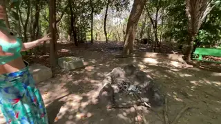 Petite Latina MILF Takes Anal Outdoors on a Campsite Trail