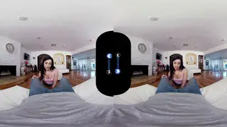 Brunette Teen Rides in VR Car Blowjob Scene