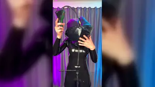 MILF Tries Inflatable Latex Hood for First Time