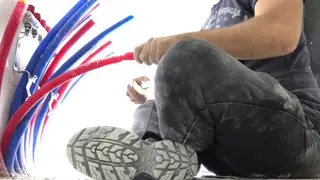 Hairy Handyman Works His Tool at the Desk