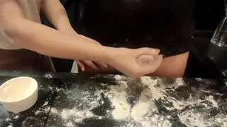 Tattooed MILF Kneads and Sucks Cock in Kitchen Roleplay