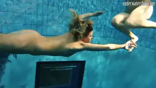European Teens Strip and Kiss Underwater in Pool