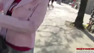 Busty Brunette Enjoys Poolside Passion Before Public Cumwalk
