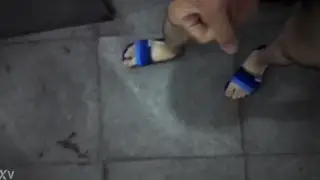 Asian College Twink Strokes to a Messy Finish in Hallway