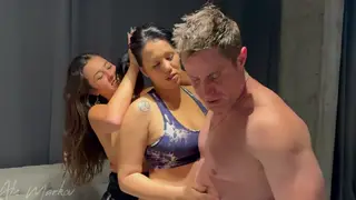 Curvy Wife and Trainer Share Husband in Anal Threesome