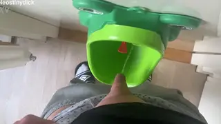 Slim Uncut Guy Pisses into a Potty Bowl