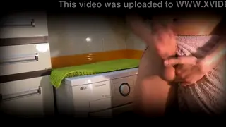 European Twink Strokes to Cumshot in Bathroom