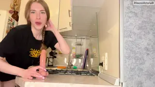 She Rips Her Panties Aside for a Quick Blowjob