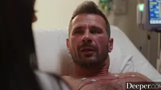 Busty Nurse Drains Patient with Anal and Facial