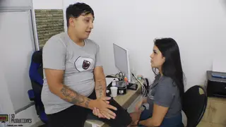 Inked Latina Employee Seduces With Slow Oral Tease