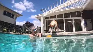 Mature Hairy Wife Enjoys Poolside Shower with Husband