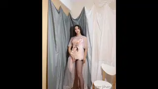 Asian Trans Teen Strokes Her Cock on the Toilet