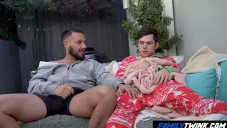 Stepdaddy Guides Twink Through Mutual Handjob Session