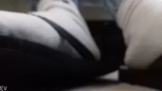 Guy Sniffs Neighbor's Slipper While Stroking