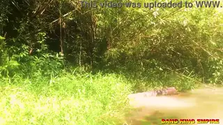 Busty Ebony MILF Takes BBC Creampie Outdoors in POV
