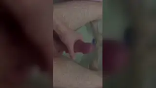 Hairy Teen Strokes Big Cock to Cumshot in Bath