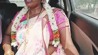 Curvy Indian Wife Cheats with Friend Inside Moving Car
