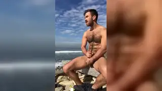 Hairy Hunk Strokes Himself Outdoors