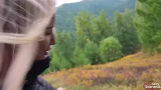 European Stepsister Gives POV Blowjob Outdoors