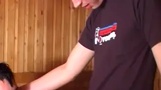 Tattooed European Twink Takes His Boyfriend in the Sauna