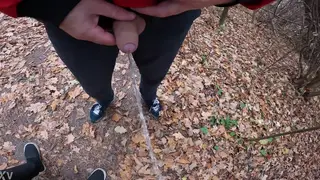 Solo Guy Jerks Off and Pisses in the Woods
