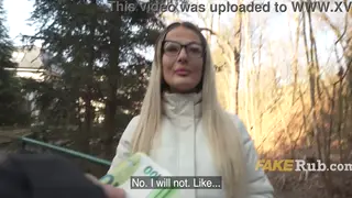Blonde European Teacher Blows Student Outdoors