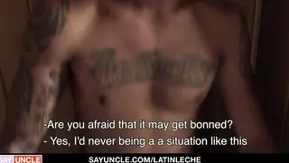 Hairy Latino Hunk Joins Hotel Orgy With Two Buddies