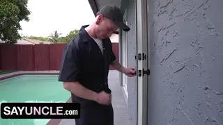 Handyman Repairs Shower Then Takes Teen in Uniform