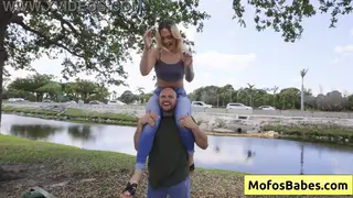 Petite Blonde Teen Stretches Outdoors Before Intense Sex