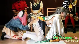 Femboy in Cosplay Uniform Endures Enema Peeing Challenge