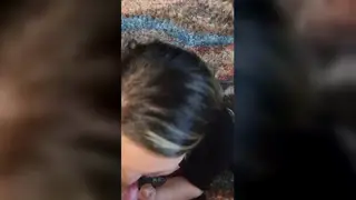 Busty Girlfriend Rides a Dildo While Sucking Her Man